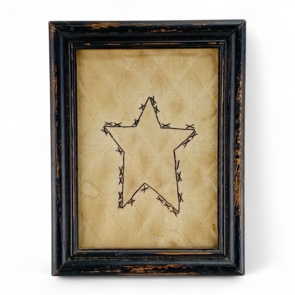 Other - Framed Vintage Primitive Stitched Star Art Framed​